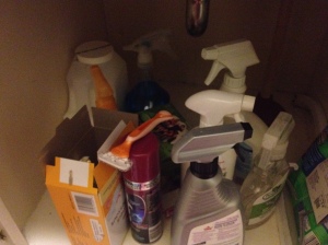 Cluttered Bathroom Cupbord